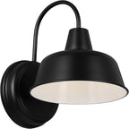 Design House Mason Barn Light Indoor/Outdoor Wall Mount Modern Industrial Farmhouse Wall Light Set for Patio, Garage, Bathroom, Office, Kitchen, 8 inch, Matte Black, 2-Pack, 588855-BLK