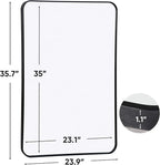 SUPER DEAL 24x36 Inch Black Wall Mirror for Bathroom, Wall Mounted Rectangular Entryways Decor Vanity Mirrors with Stainless Steel Metal Frame and Rounded Edge (2)