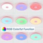 Pink Waterproof LED Ceiling Light Fixture,Music Ceiling Lamp,with Bluetooth Speaker,11Inch 18W, 2700K-6500K Dimmable RGB Color Changing Light with Remote Control,Suitable for Girls' Room