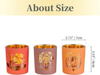 Hewory Thanksgiving Votive Candle Holders: Fall Glass Tea Light Candle Holder Set of 6, Thanksgiving Table Decorations Centerpieces for Dinner Tabe Fireplace Mantle Fall Decorations for Home Party