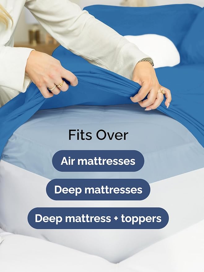 Extra Deep Twin XL Sheet Set - 4 Piece Breathable and Cooling Sheets - Hotel Luxury Bed Sheets Set - Easy Fit - Soft, Wrinkle Free and Comfy Sheets Set - Royal Blue Sheet Set with Extra Deep Pockets
