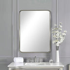ANDY STAR Brushed Nickel Bathroom Mirror, 24x36’’ Rounded Rectangle Mirror Modern Silver Vanity Mirror SUS304 Metal Tube Frame(Rustproof) 1’’ Deep Wall Mounted Vertically/Horizontally