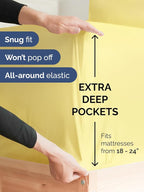Extra Deep Split King Sheet Set - 7 Piece Breathable and Cooling Sheets - Hotel Luxury Bed Sheets Set - Easy Fit - Soft, Wrinkle Free and Comfy Sheets Set - Yellow Sheet Set with Extra Deep Pockets