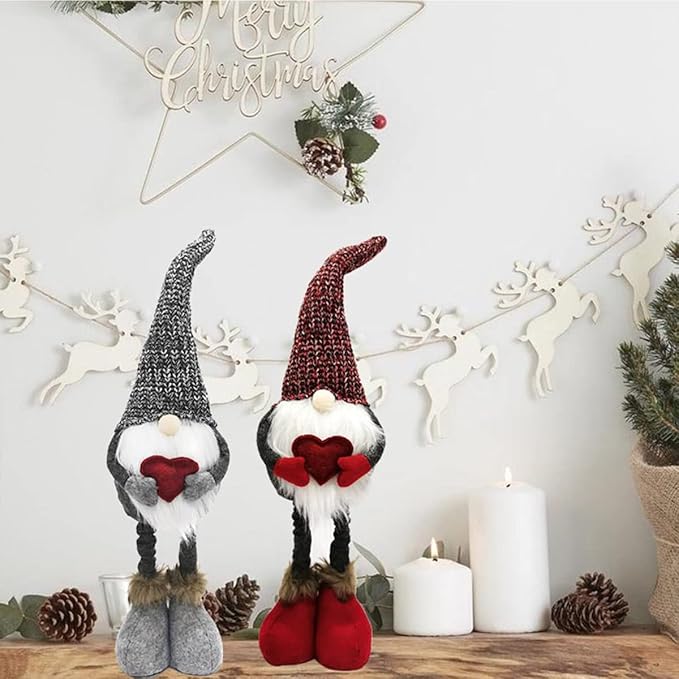 Valentine's Day Wedding Day Gnome Plush Decoration - Retractable Leg Table Ornament for Festive Home Party Decor Gift