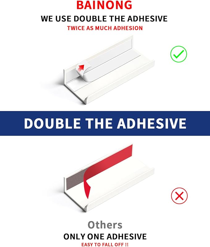 5 Pack 3 inch self Adhesive Cabinet pulls Adhesive Cabinet Handles Finger pulls Drawer pulls Warm White Stick on Handles Finger pulls for cabinets Concealed Edge Seam Flat Pull