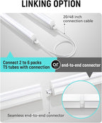 (6 Pack) 4FT T5 LED Integrated Fixture, 6500K,20W,2300LM(Super Bright White) Linkable LED Shop Light,Garage Ceiling and Cabinet Light,Strip Light,Corded Electric with ON/Off Switch
