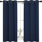 NICETOWN Blackout Draperies Curtains, All Season Thermal Insulated Solid Grommet Top Blackout Curtains/Drapes for Kid's Room (Navy, 1 Pair, 34 x 45 inches)