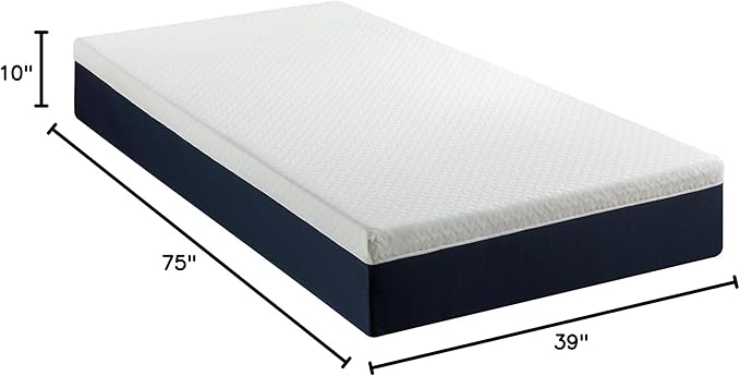 ZINUS 10 Inch Twin Cooling Comfort Hybrid Mattress [New Version], Fiberglass Free, Medium Firm Feel, Motion Isolation, Certified Safe Foams & Fabric