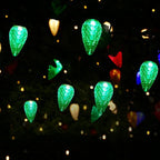 Brizled C9 Green String Lights, 16ft 25 LED Faceted Christmas Light Connectable, 120V UL Certified Roof Lights, Indoor Outdoor Xmas Tree Lights for Halloween Christmas St. Patrick's Day Party Garden