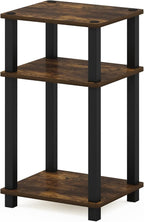 Furinno Just 3-Tier Turn-N-Tube End Table/Night Stand/Bedside Table, 1-Pack, Amber Pine/Black