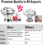 30mm Kitchen Cabinet Knobs Drawer Pull Handle Hardware, Crystal Clear Glass Round Diamond Shape Dresser Closet Bi-fold Door Bathroom Cupboard Desk Nightstand Furniture Decorative Drawer Knobs （16PCS）