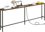 78.7" Console Table with Power Outlet, Narrow Sofa Table Behind Couch, Skinny Entryway Table with with Charging Station, for Hallway, Foyer, Living Room, Rustic Brown CTHR20E01