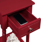 Convenience Concepts French Country Khloe 1 Drawer Accent End Table 14" - Traditional Farmhouse Side Table with Storage Drawer and Shelf for Living Room, Cranberry Red