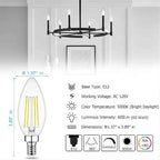 Cotanic Dimmable LED Candelabra Bulb with E12 Small Base, C35 Ceiling Fan Light Bulbs, 5000K, 4W, 60W Equivalent, 600LM, 12 Pack, Vintage Candle Lightbulb for Chandelier, Sconce, Porch Lights