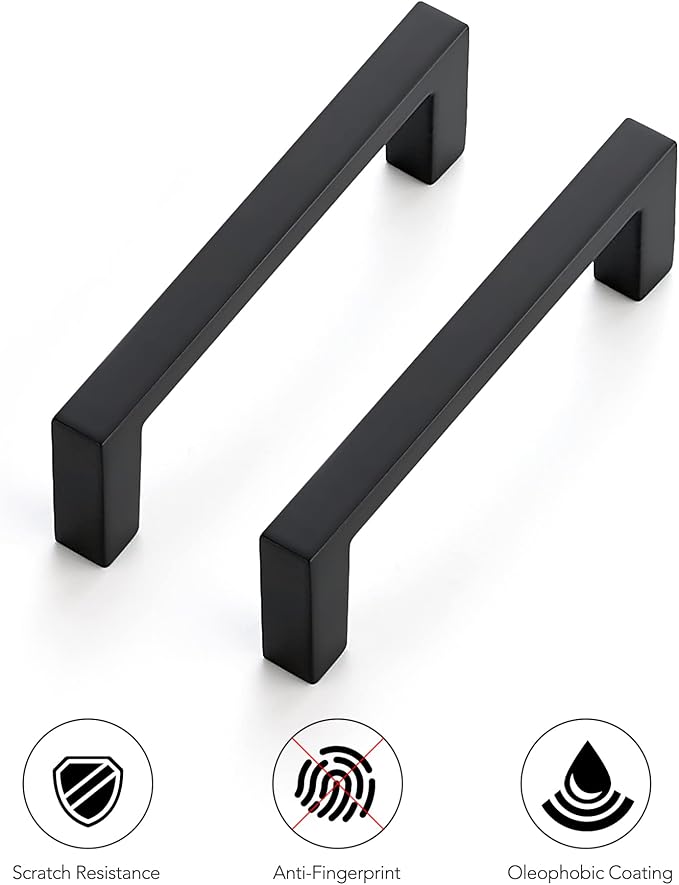 Ravinte 30 Pack Matte Black Cabinet Pulls, 3 Inch (76mm) Hole Center Slim Kitchen Handles, Square Drawer Pulls for Cabinets & Cupboards, Hardware
