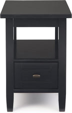SIMPLIHOME Warm Shaker SOLID WOOD 14 inch Wide Rectangle Transitional Narrow Side Table in Black for the Living Room and Bedroom