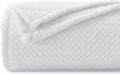 NEWCOSPLAY Super Soft King Blanket White Premium Silky Flannel Fleece Leaves Pattern Lightweight Bed Blanket All Season Use (White, King(90"x110"))