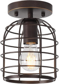 Create For Life® Industrial Vintage Flush Mount Ceiling Light,Oil Rubbed Bronze Semi Flush Mount Ceiling Lamp Fixture for Hallway Stairway Kitchen Garage, E26,1 Pack