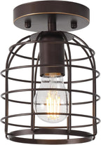 Create For Life® Industrial Vintage Flush Mount Ceiling Light,Oil Rubbed Bronze Semi Flush Mount Ceiling Lamp Fixture for Hallway Stairway Kitchen Garage, E26,1 Pack