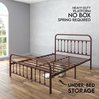 Golden Gate Beds Vintage Wrought Iron BedFrame with Classic Metal Platform Base, Headboard and Footboard, No Box Spring Needed, Easy Assembly, Mattress Base , Noise-Free, Sleek Brown Finish, Full Size