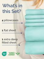 Extra Deep Full Sheet Set - 6 Piece Breathable & Cooling Sheets - Hotel Luxury Bed Sheets Set - Easy & Secure Fit - Soft, Wrinkle Free & Comfy Sheets Set - Spa Blue Sheet Set with Extra Deep Pockets