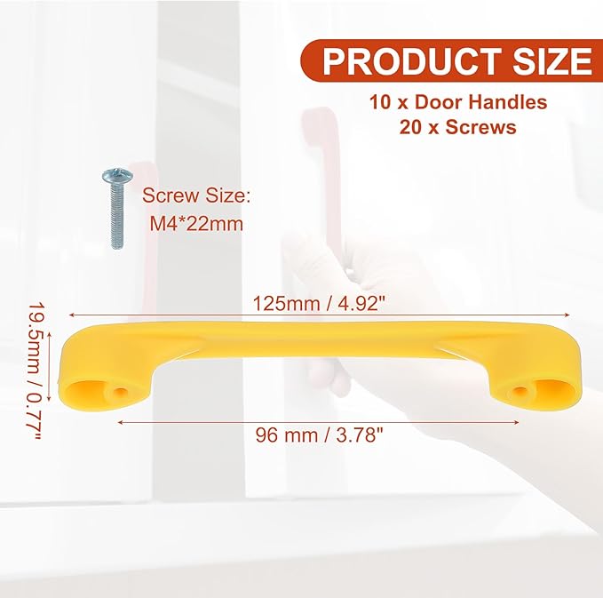 uxcell 10 Pack Plastic Cartoon Drawer Pulls, 5" ABS Closet Wardrobe Door Handle Furniture Accessory for Home Kitchen Cupboard, Yellow