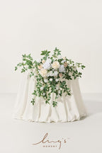 Ling's moment 2PCS Artificial Floral Swags Arch Flowers Wedding Centerpieces Flower Rose Garland Mantel Greenery Arrangements for Sweetheart Welcome Signs Decor Wall Window Home Decor White & Sage