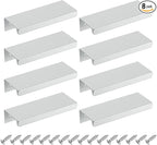 uxcell Cabinet Finger Edge Pull, 8pcs 80mm / 3.15" Aluminum Alloy Back Mount Hidden Cabinet Pulls Concealed Handle for Home Kitchen Drawer Cabinet, Silver