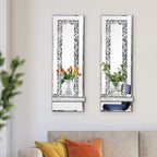 Crystal Crush Diamond Mirrored Candle Sconces, Silver Wall Candle Holder Set of 2, Wall Decorations for Living Room，Dining Room (Rectangle Stripe (Style 4))
