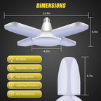 LED Garage Lights 2 Pack, 4 Foot Adjustable Ceiling Light, 6500k 8000LM Deformable E26/E27 Garage Lights for Shop, Basement, Workshop