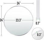 24" Round Mirror Circle Wall Mounted Hanging or Against Wall Metal Frame Dressing Make-up Mirrors for Entryway Bedroom Bathroom Living Room 24 inch Silver