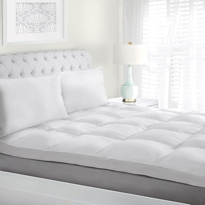Superior Mattress Topper, Down Alternative, 2 Inch Deep Sized Bed Pillow Top, Comfort Pad, Fluffy Mattress-Topper Protector, Plush Cooling Extra Soft, Hotel Quality, Full, White