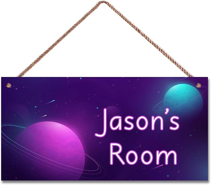Personalized Planets Sign Fantasy Aerospace Themed For Kids Room Door Decor,Custom Name Universe Wall Art Decor Decorative Plate for Nursery Girls Room Boys Bedroom