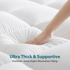 CYMULA RV King Mattress Topper - Extra Thick Cooling Mattress Pad Cover for Back Pain - Soft Mattress Protector Firm Bed Topper Pillow Top with 8-21 Inch Deep Pocket 3D Snow Down Alternative Fill