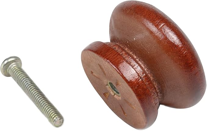 10Pack Round Wood Drawer Knobs Red Brown Finished Mushroom Shaped Kitchen Cabinet Pulls Handles Hardware for Kitchen Cabinets Furniture Dresser Wardrobe Cupboard Drawer Pulls Knobs