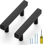 Ravinte Black Cabinet Handles 10 Pack 2-1/2 inch Matte Black Square Cabinet Pulls Black Kitchen Hardware 4 inch Overall Length Black Kitchen Drawer Pulls