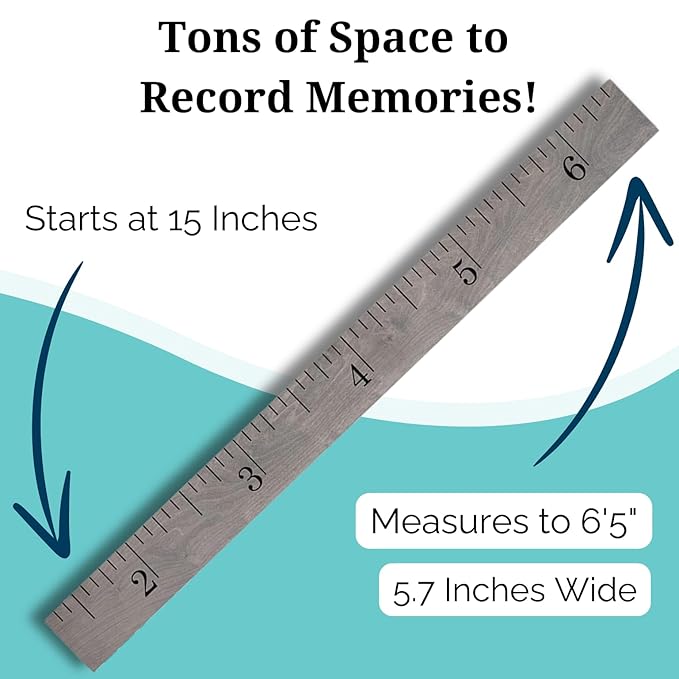 HEADWATERS STUDIO Wooden Growth Chart for Wall-Kids Sizing Chart, Height Measurement for Wall, Kids Height Wall Chart, Kids Height Ruler, Height Growth Chart for Kids - Love Grows Here Gray (63"x6.7")