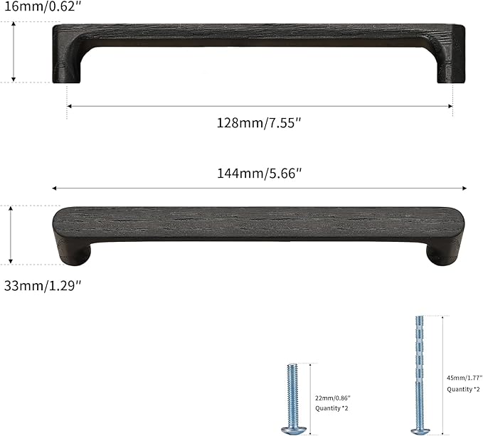 Black Round 5 in 4 pcs Wooden Drawer Pulls Handle pulls for cabinets Kitchen Cabinet Drawer pulls Cabinet Door Pull