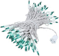 Novelty Lights 50 Feet 100 Bulb Incandescent Mini Light String, Green with 6-Inch Spacing on White Wire, UL Listed Commercial Grade Indoor/Outdoor Mini Lights, Connectable End-to-End