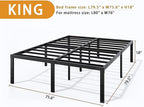 Metal Bed Frame King Size - 18 Inch Heavy-Duty King Platform Bed Frame No Box Spring Needed, Easy Assembly, Noise-Free, Sturdy Mattress Foundation, Underbed Storage Space
