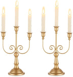 Romadedi Candelabra Gold Candle Holders - 3 Arm 11.8" Wedding Candlestick Holder for Theme Party Table Centerpiece Decor Dining Room Birthday Holiday Christmas, Set of 2