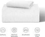 Love's cabin Twin Quilt Set White Bedspreads - Soft Bed Summer Lightweight Bedspread Comforter - Modern Style Wave Pattern Coverlet for All Season - 2 Pieces (1 Quilt, 1 Pillow Sham)