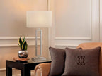 Britta Table Lamp – Modern Luxury Desk Lamp with Silver and White Finish, Commercial Grade Lighting for Living Room or Bedroom