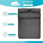 DREAMCARE Sheets Full Size Bed - Cooling Bed Sheets - 6pcs Set - Full Sheet Set - Full Size Sheets - Full Size Sheet Sets Soft & Long Lasting 100% Fine Brushed Polyester with Side Pocket - Dark Gray