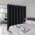 NICETOWN Large Room Separating Divider, Room Divider Curtain Screen Partition, Function Thermal Blackout Noise Reducing Curtain, Sliding Door Insulated Curtain, Black, 12.5ft Wide x 9ft Long