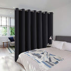 NICETOWN Large Room Separating Divider, Room Divider Curtain Screen Partition, Function Thermal Blackout Noise Reducing Curtain, Sliding Door Insulated Curtain, Black, 12.5ft Wide x 9ft Long