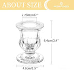 Romadedi Glass Taper Candle Holders - Clear Small Candlestick Holder Bulk, Thicker Glass Candle Sticks Set for Wedding Christmas Party Dining Table Table Centerpiece Decor, 2Pcs