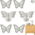 Butterfly Cabinet Knobs,6 Pieces Butterfly Knobs Single Hole Pulls Handles Decorative Door Cabinet Drawer Cupboard Furniture Door Wardrobe (Silver)