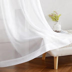 NICETOWN White Short Kitchen Curtains Over Sink 30 inches Long 2 Panels, Grommet Airy Cafe Curtains Cute & Elegant with Light Filtering Window Treatments for Nursery, W42 x L30