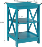 Convenience Concepts Oxford End Table 15.75" - Modern Living Room Table with Storage Shelves, Transitional Nightstand Side Table for Home Decor and Display, Blue